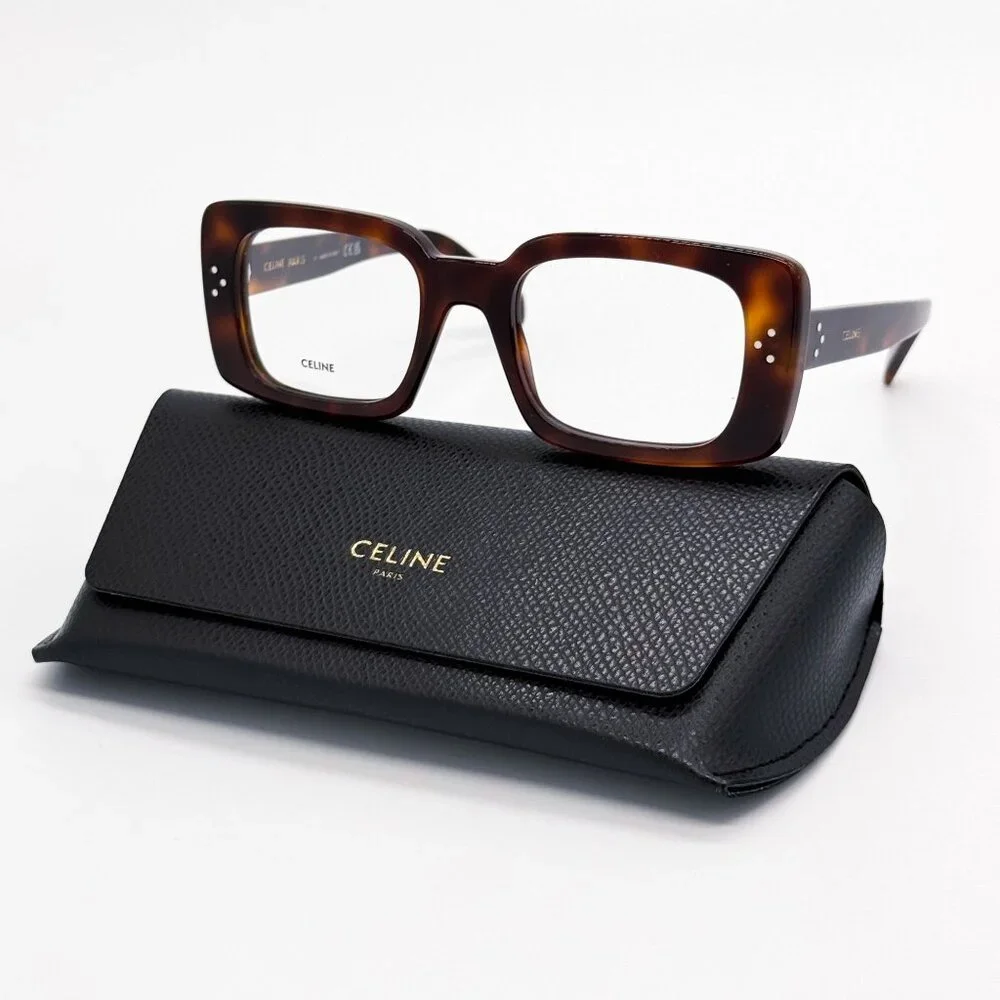 NEW CELINE EYEGLASSES, WOMEN HAVANA BROWN SQUARE EYEWEAR CELINE CL50163I 053 - Picture 3 of 4